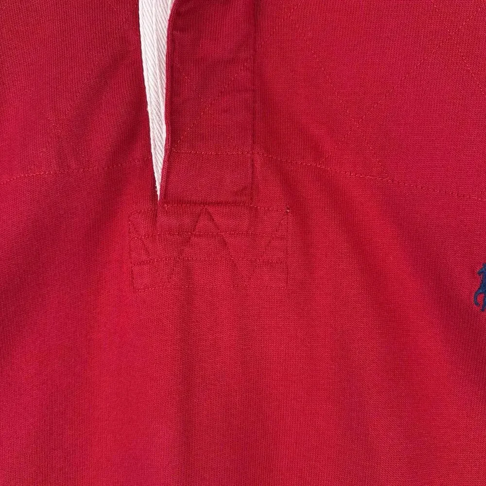 Polo Ralph Lauren Rugby Shirt Red Quilted Shoulders Elbow‎ Patches 3XB *Read